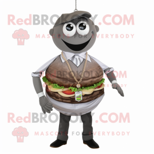 Grå hamburger maskot...