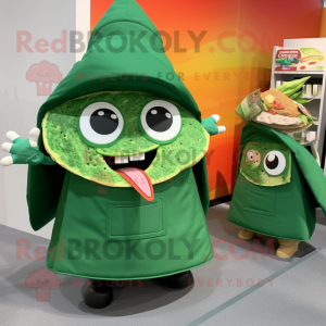 Forest Green Tacos mascot costume character dressed with a Cover-up and Handbags