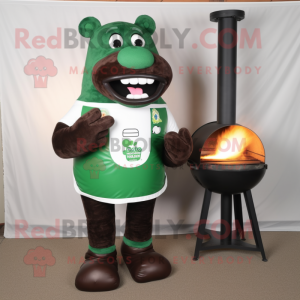Forest Green Bbq Ribs mascot costume character dressed with a Leggings and Cufflinks