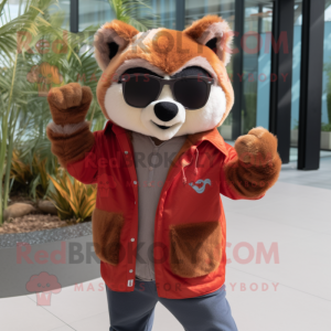 Tan Red Panda maskot...