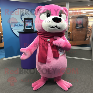 Rosa Otter Maskottchen...