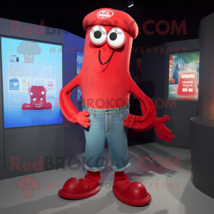 Red Squid maskot kostume...