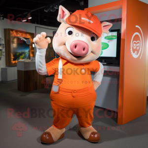 Orange Sow maskot drakt...