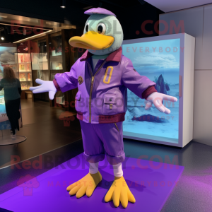 Purple Duck maskot kostym...