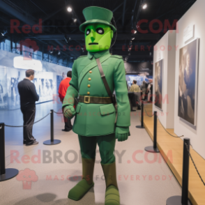 Green Civil War Soldier mascot costume character dressed with a Bodysuit and Backpacks