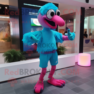 Cyan Flamingo maskot...