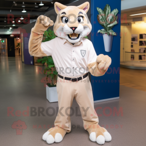 Beige Lynx maskot drakt...