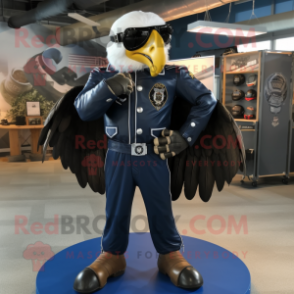 Navy Hawk mascot costume character dressed with a Biker Jacket and Bracelets