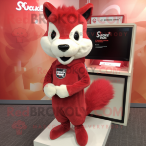 Red Skunk mascot costume character dressed with a Mini Dress and Pocket squares