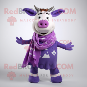 Paars Zebu mascotte kostuum...