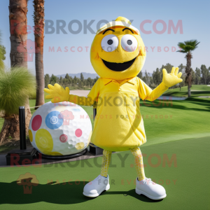 Gul golfbold maskot kostume...