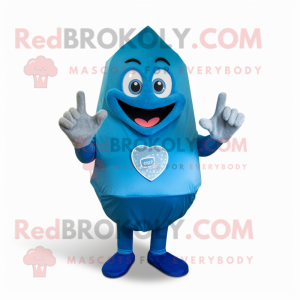 Blue Engagement Ring mascot costume character dressed with a V-Neck Tee and Foot pads