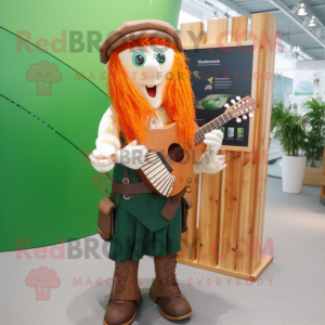 nan Celtic Harp mascot costume character dressed with a Overalls and Briefcases