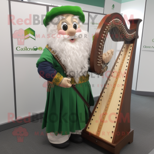 nan Celtic Harp mascot costume character dressed with a Overalls and Briefcases