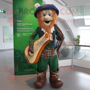 nan Celtic Harp mascot costume character dressed with a Overalls and Briefcases