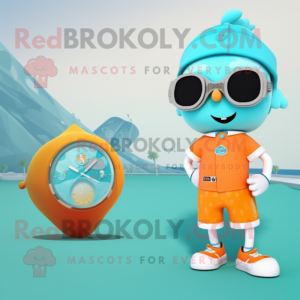 Cyan aprikos maskot kostym...