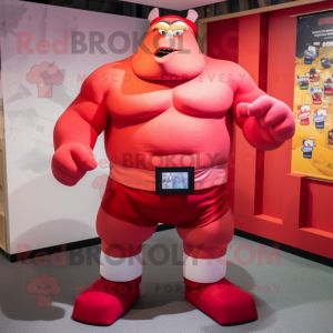 Red Strongman maskot...