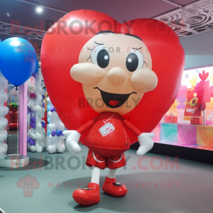 nan Heart Shaped Balloons mascot costume character dressed with a Running Shorts and Backpacks