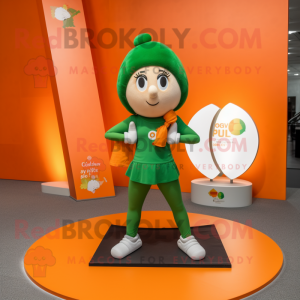 Orange Irish Flag mascot costume character dressed with a Yoga Pants and Necklaces