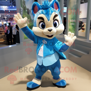 Blue Chipmunk mascot costume character dressed with a Blouse and Anklets