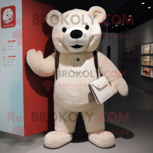 Cream Teddy Bear maskot...