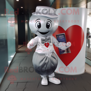 Silver Heart maskot kostym...