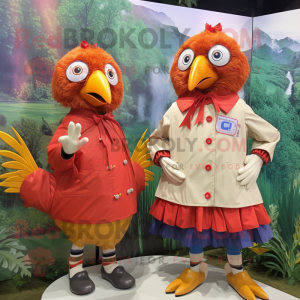 nan Pheasant mascot costume character dressed with a Raincoat and Hairpins