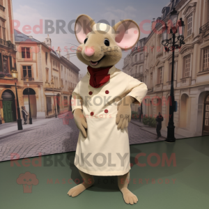 Beige Ratatouille mascot costume character dressed with a Chinos and Belts