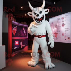 White Devil mascot costume character dressed with a Graphic Tee and Ties