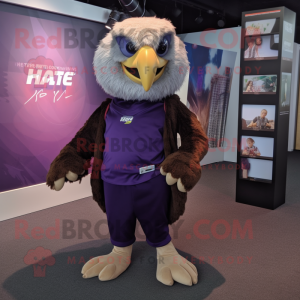 Purple Haast'S Eagle mascot costume character dressed with a Trousers and Keychains