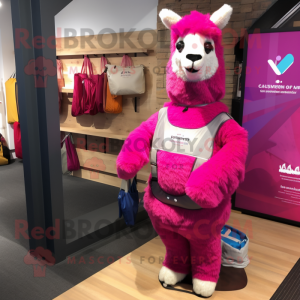 Magenta lama maskot drakt...