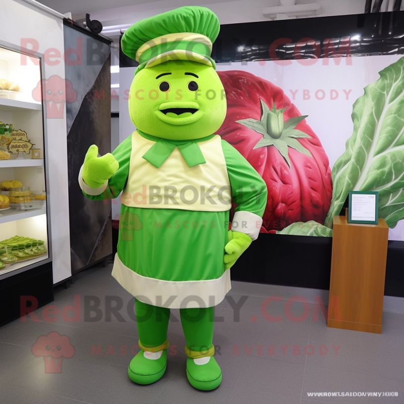 Green Corned Beef And Cabbage mascot costume character dressed with a Jumpsuit and Gloves