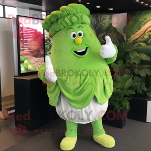 Green Corned Beef And Cabbage mascot costume character dressed with a Jumpsuit and Gloves