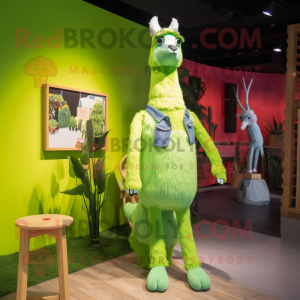 Lime Green Llama mascotte...