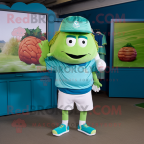 Turquoise Corned Beef And Cabbage mascot costume character dressed with a Polo Tee and Caps