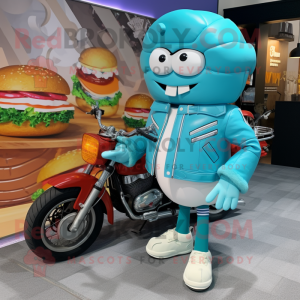 Cyan Hamburger mascotte...