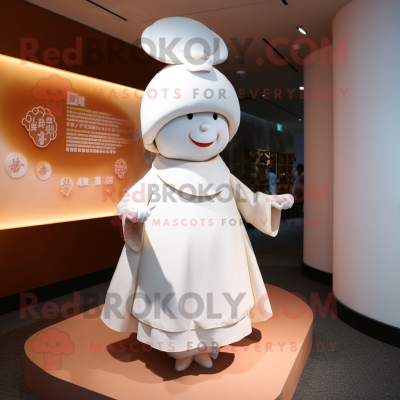 nan Dim Sum mascot costume character dressed with a Wedding Dress and Hats