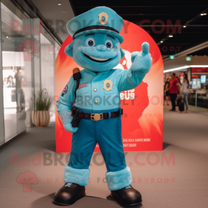 Cyan Fire Fighter maskot...