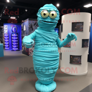 Cyan Mummy mascotte kostuum...