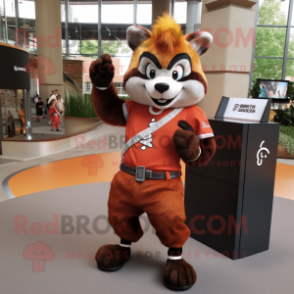 Rust Skunk mascot costume character dressed with a Sheath Dress and Cufflinks