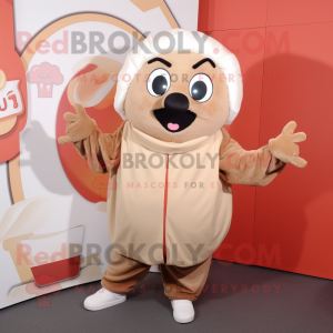 Tan Meatballs mascot costume character dressed with a Sweatshirt and Headbands