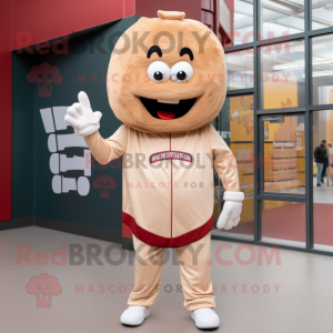 Tan Meatballs mascot costume character dressed with a Sweatshirt and Headbands