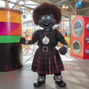 Black Irish Dancer mascot costume character dressed with a Button-Up Shirt and Bracelets