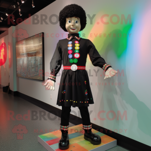 Black Irish Dancer mascot costume character dressed with a Button-Up Shirt and Bracelets