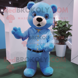 Sky Blue Teddy Bear maskot...