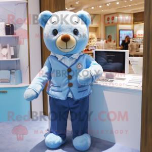 Sky Blue Teddy Bear maskot...