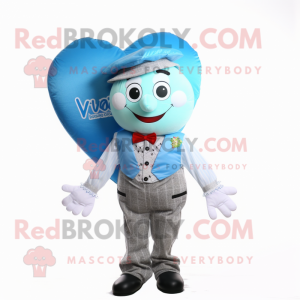 Cyan Heart maskot kostume...