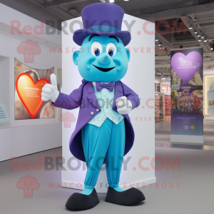Cyan Heart maskot kostume...