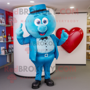 Cyan Heart maskot kostym...