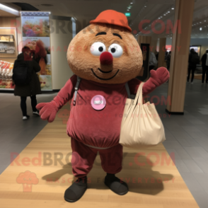 nan Meatballs mascot costume character dressed with a Corduroy Pants and Tote bags